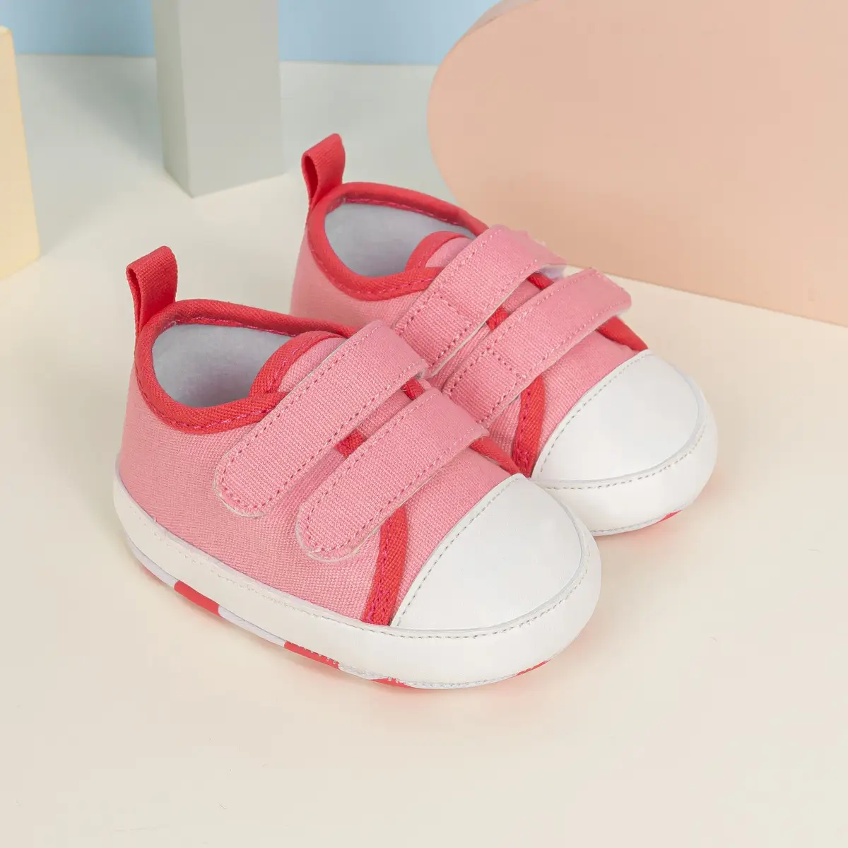 Pink Polka Dot Baby Sneakers with Velcro Closure — feature 4
