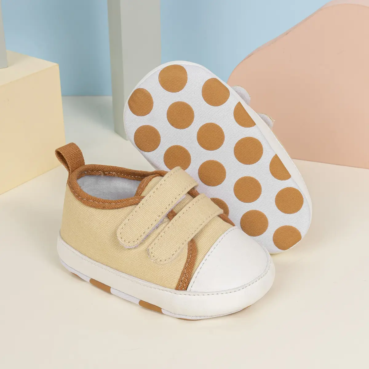 Pink Polka Dot Baby Sneakers with Velcro Closure — feature 9