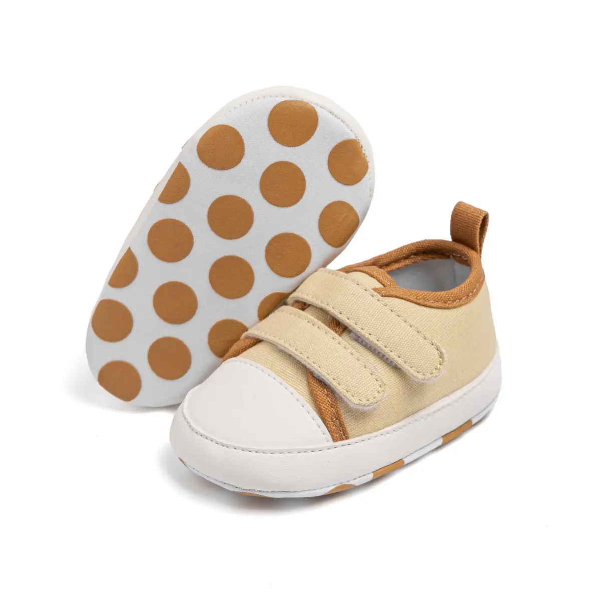 Pink Polka Dot Baby Sneakers with Velcro Closure