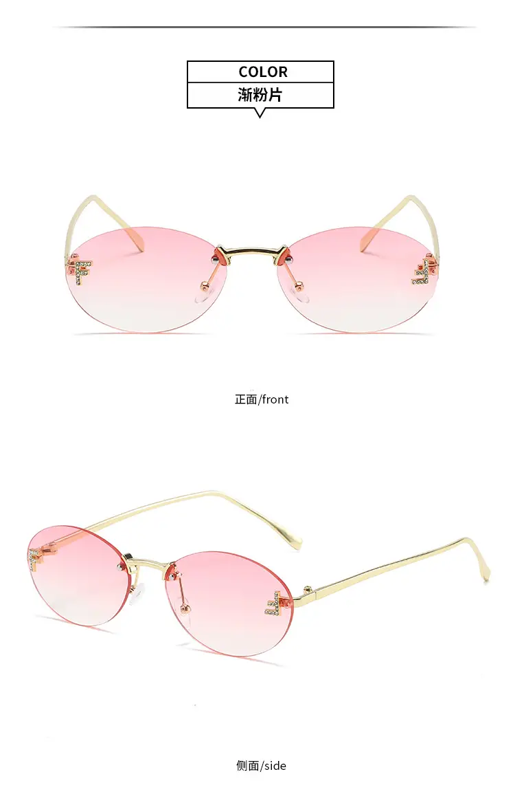 Oval Frameless Sunglasses for Women Men Gold Gradient β feature 11