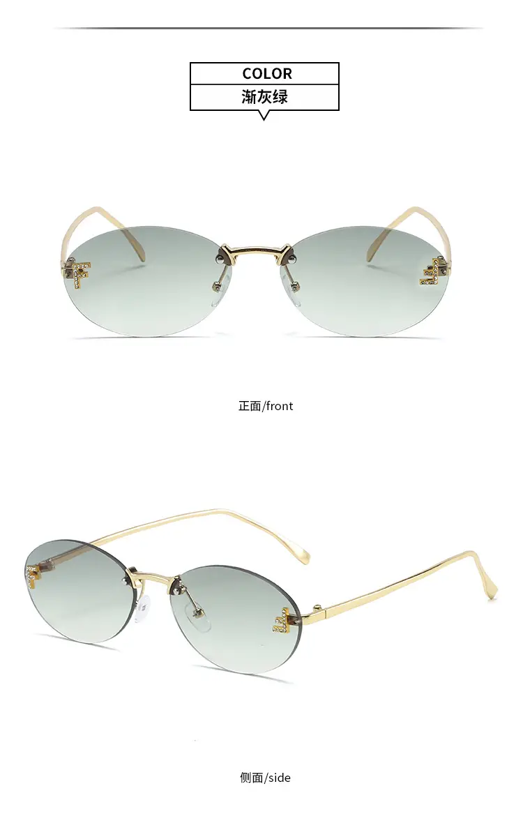 Oval Frameless Sunglasses for Women Men Gold Gradient β feature 13