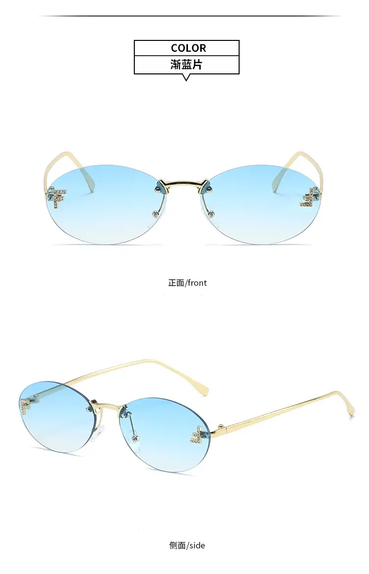 Oval Frameless Sunglasses for Women Men Gold Gradient β feature 15