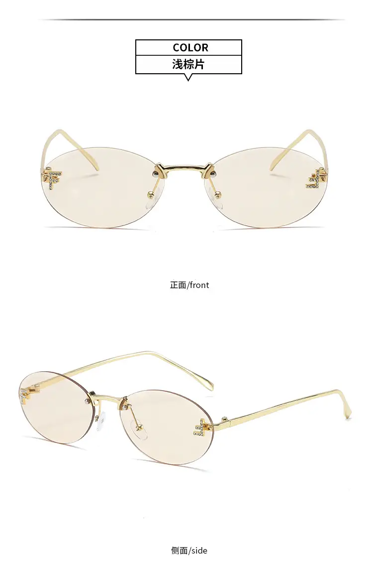Oval Frameless Sunglasses for Women Men Gold Gradient β feature 16