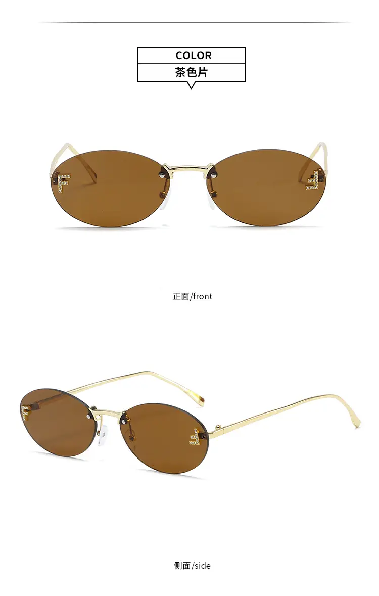 Oval Frameless Sunglasses for Women Men Gold Gradient β feature 17