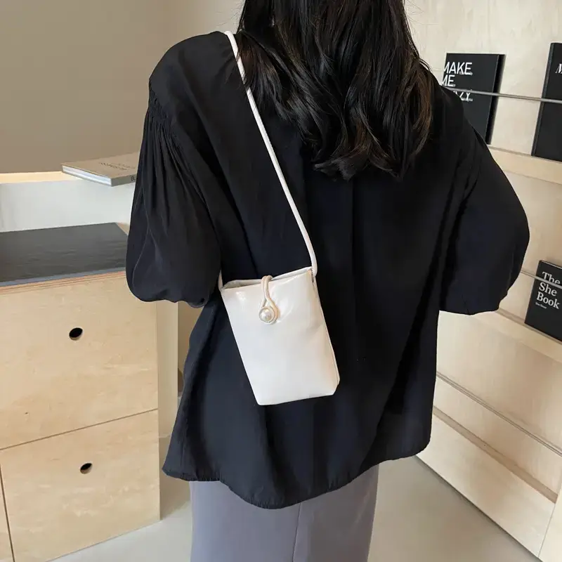 Women's Maroon Mini Shoulder Bag with Long Strap - Image 6