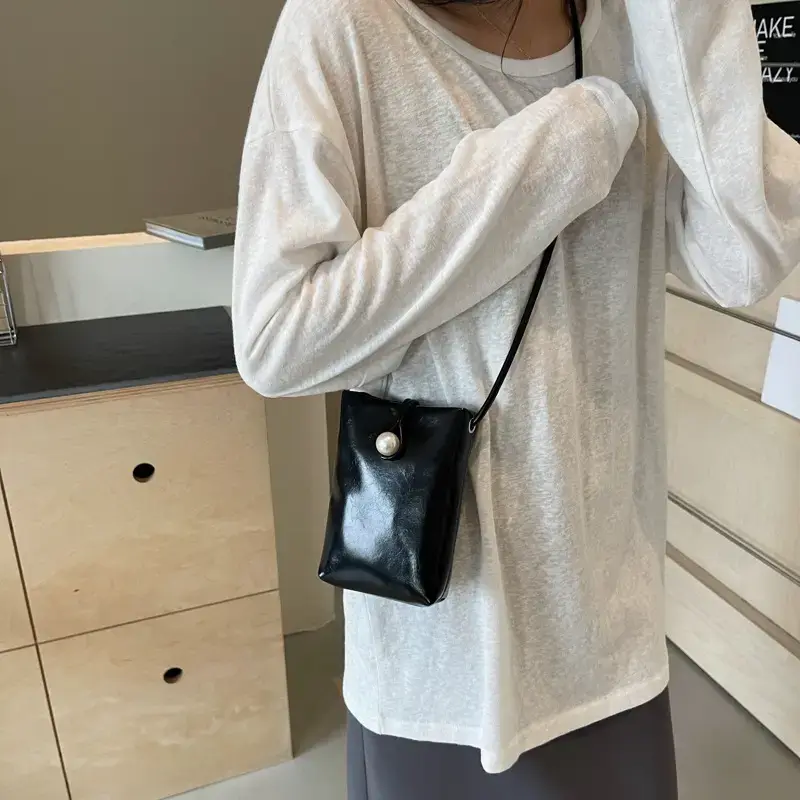 Women's Maroon Mini Shoulder Bag with Long Strap - Image 7