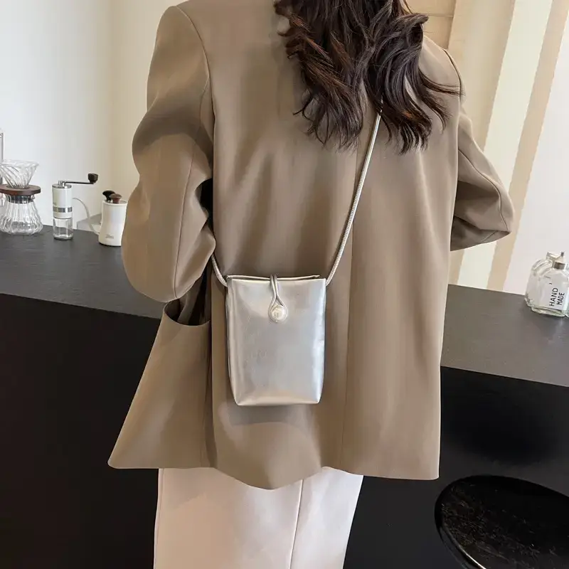 Women's Maroon Mini Shoulder Bag with Long Strap - Image 8