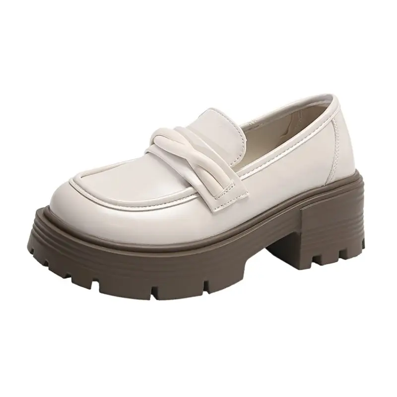 Women's Summer Wholesale Thick-Soled Heightening Single Shoes with Skirts, British Style Small Leather Shoes, Thick-Heeled Loafers - Image 6