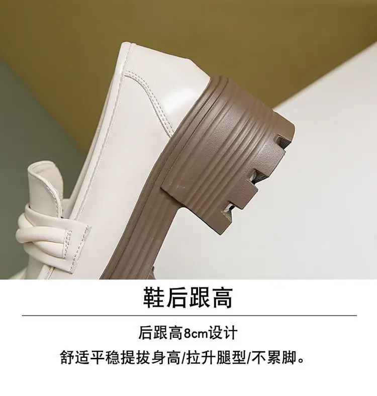 Women's Summer Wholesale Thick-Soled Heightening Single Shoes with Skirts, British Style Small Leather Shoes, Thick-Heeled Loafers — feature 9