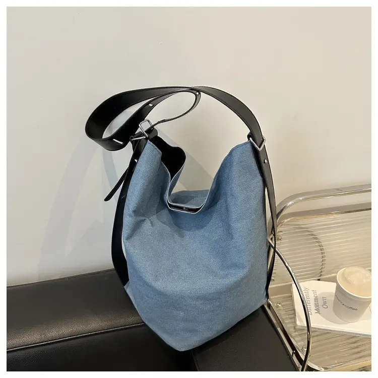 Women's Korean Style Blue Denim Shoulder Bag 2024