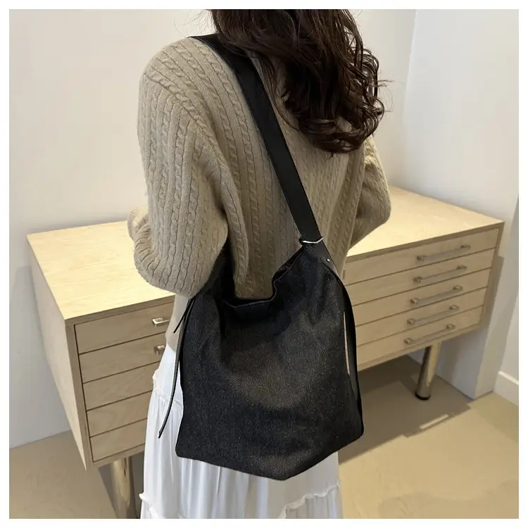 Women's Korean Style Blue Denim Shoulder Bag 2024