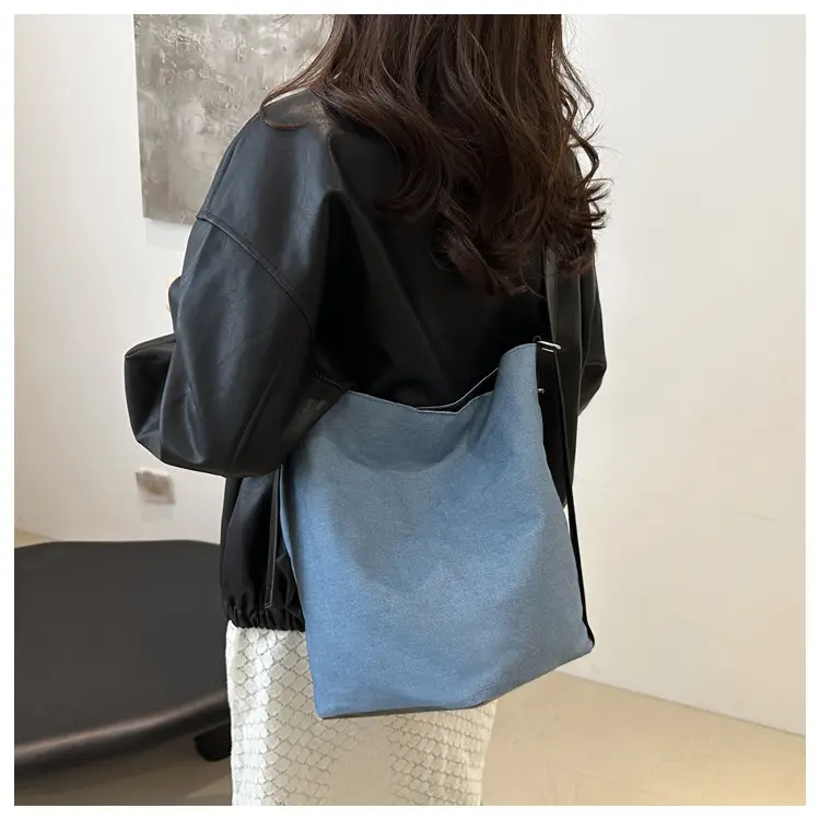 Women's Korean Style Blue Denim Shoulder Bag 2024