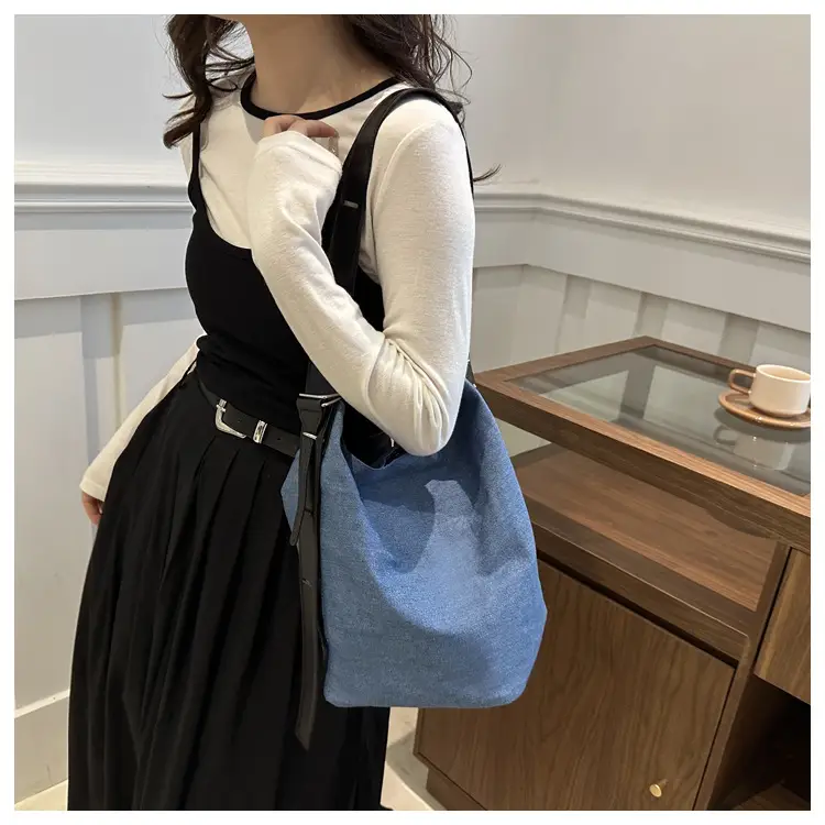 Women's Korean Style Blue Denim Shoulder Bag 2024 — feature 15