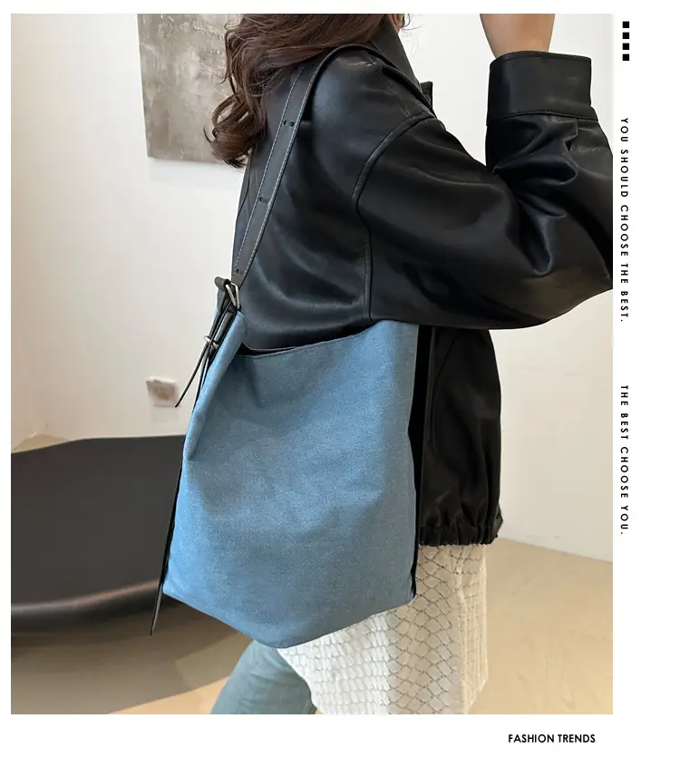 Women's Korean Style Blue Denim Shoulder Bag 2024 — feature 2
