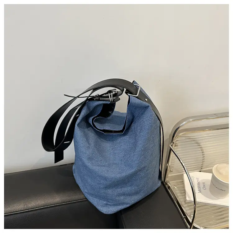 Women's Korean Style Blue Denim Shoulder Bag 2024