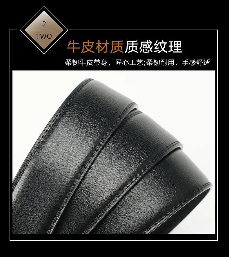 Men's Black Leather Belt with Silver Buckle — feature 8