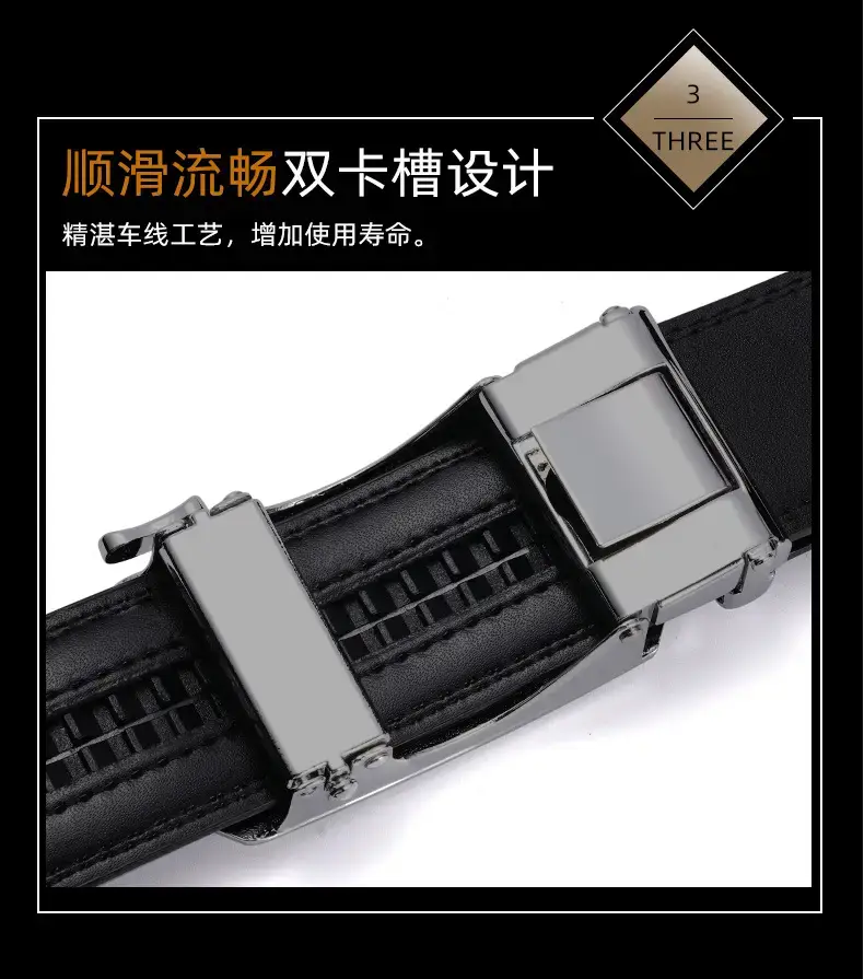 Men's Black Leather Belt with Silver Buckle — feature 9