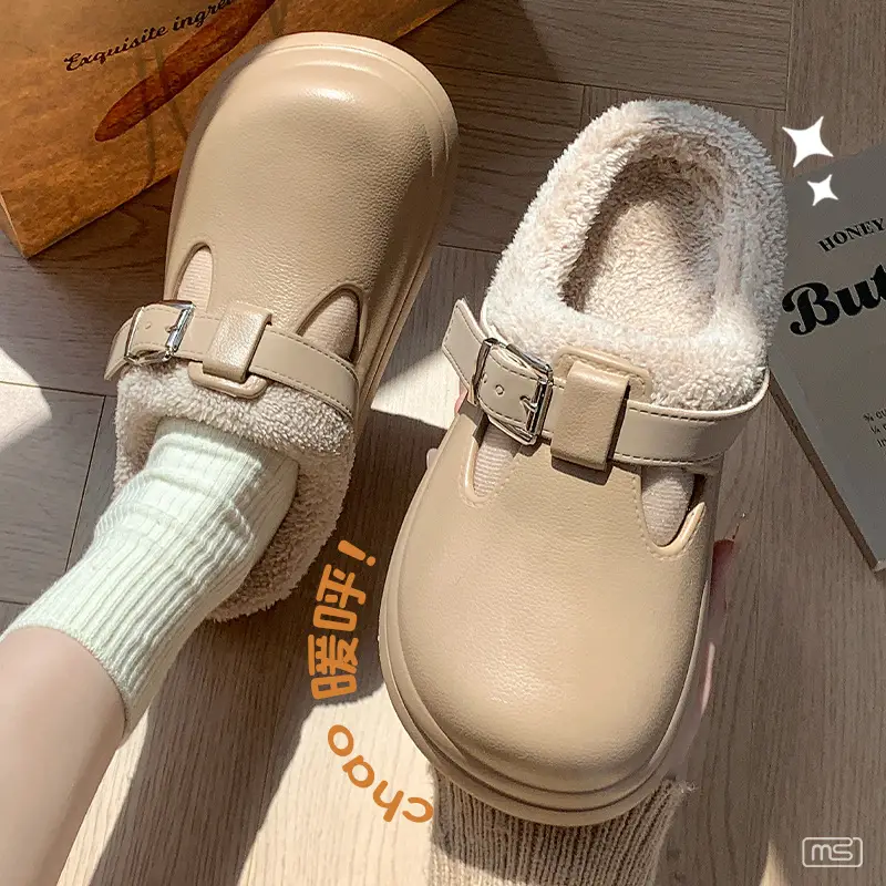 New Waterproof Cotton Slippers for Women, Autumn and Winter Warm Indoor Home Slippers, Fleece-Lined and Thickened, Suitable for Outdoor Wear, Closed-Toe - Image 5