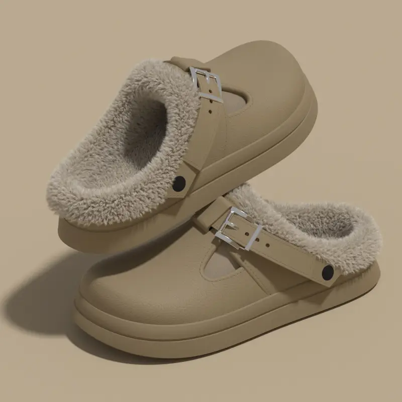 New Waterproof Cotton Slippers for Women, Autumn and Winter Warm Indoor Home Slippers, Fleece-Lined and Thickened, Suitable for Outdoor Wear, Closed-Toe - Image 6