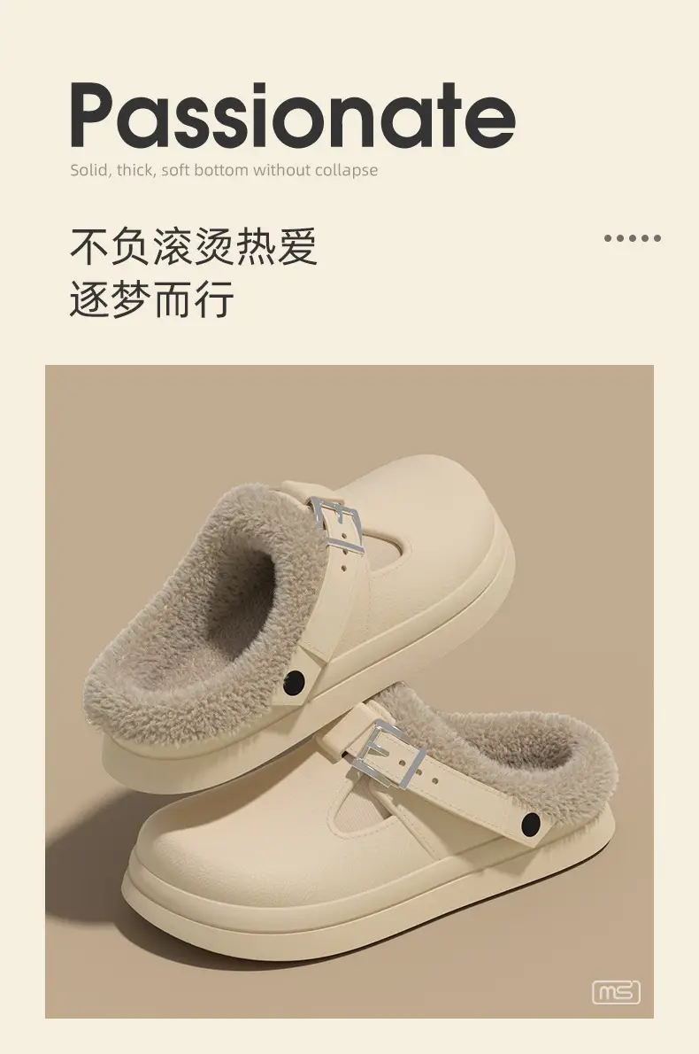 New Waterproof Cotton Slippers for Women, Autumn and Winter Warm Indoor Home Slippers, Fleece-Lined and Thickened, Suitable for Outdoor Wear, Closed-Toe — feature 8