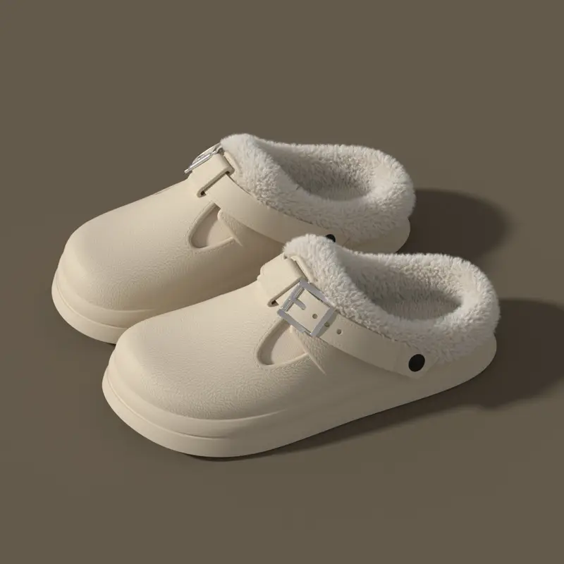 New Waterproof Cotton Slippers for Women, Autumn and Winter Warm Indoor Home Slippers, Fleece-Lined and Thickened, Suitable for Outdoor Wear, Closed-Toe - Image 2