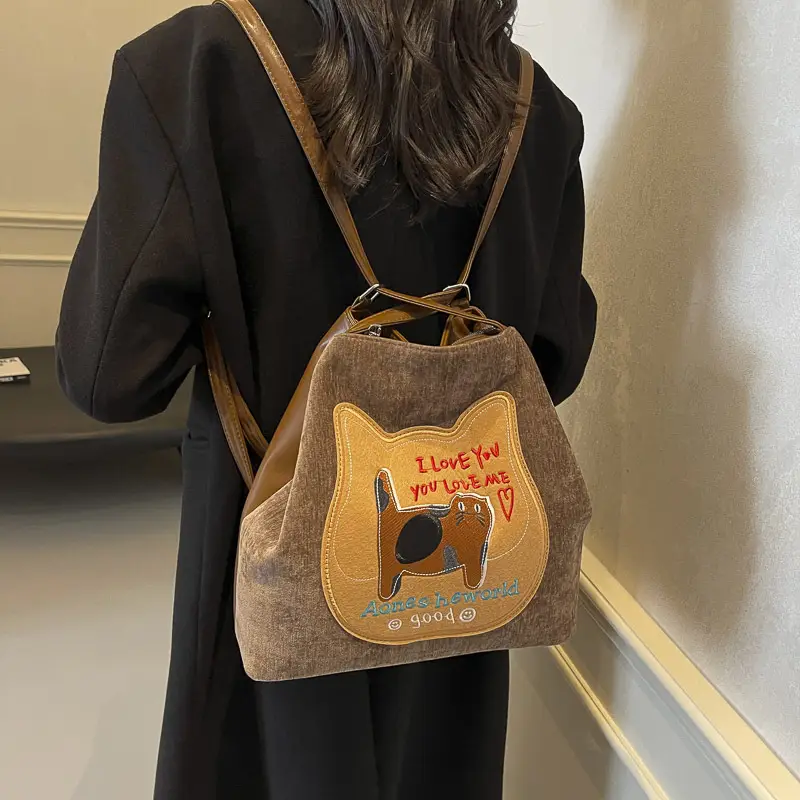 Cute Cartoon Cat Design Shoulder Bag for Women