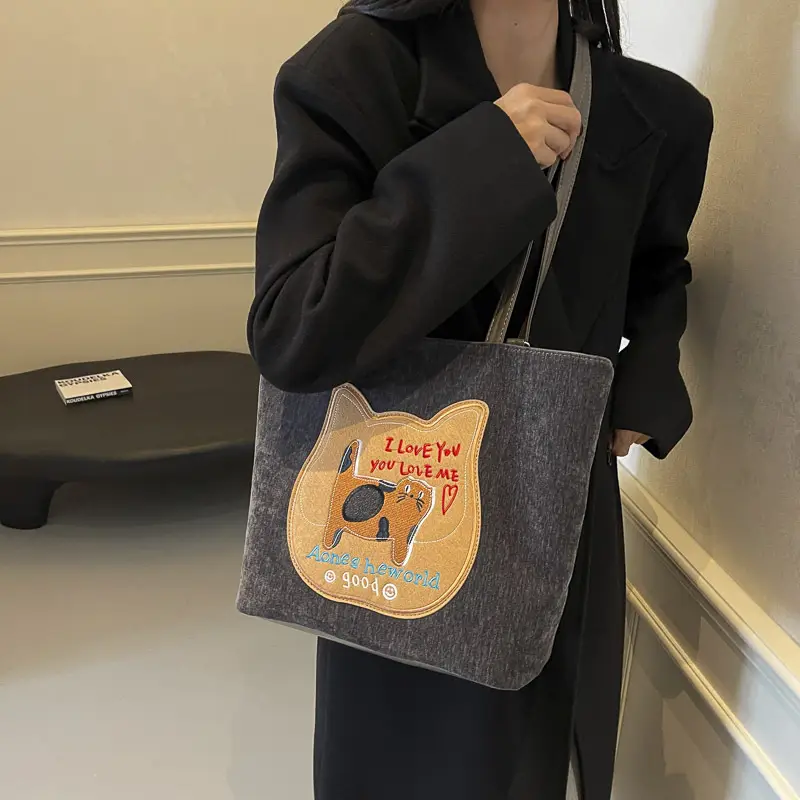 Cute Cartoon Cat Design Shoulder Bag for Women