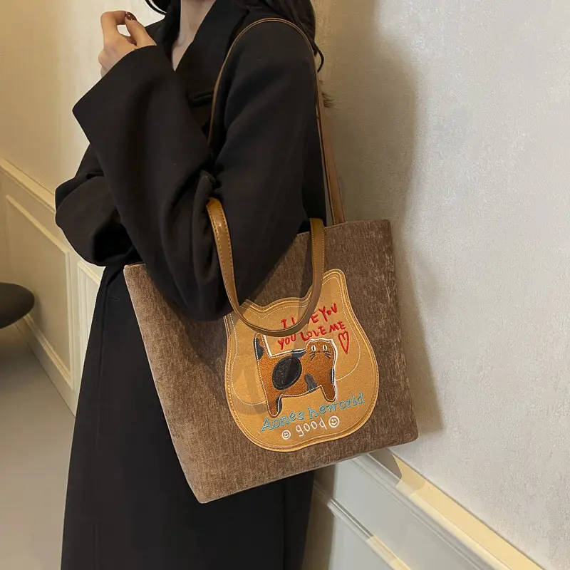 Cute Cartoon Cat Design Shoulder Bag for Women