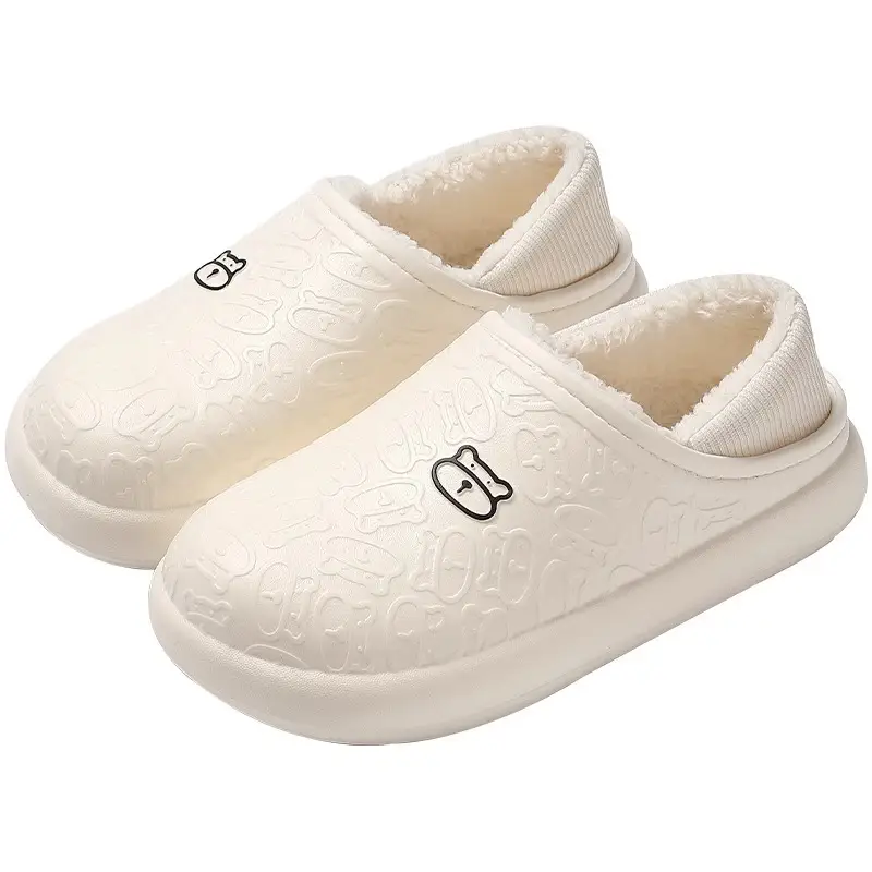 Waterproof Bag and Cotton Slippers Women's Winter Home Warm Thickened Cotton Shoes Lightweight and Comfortable Plush Moon Shoes