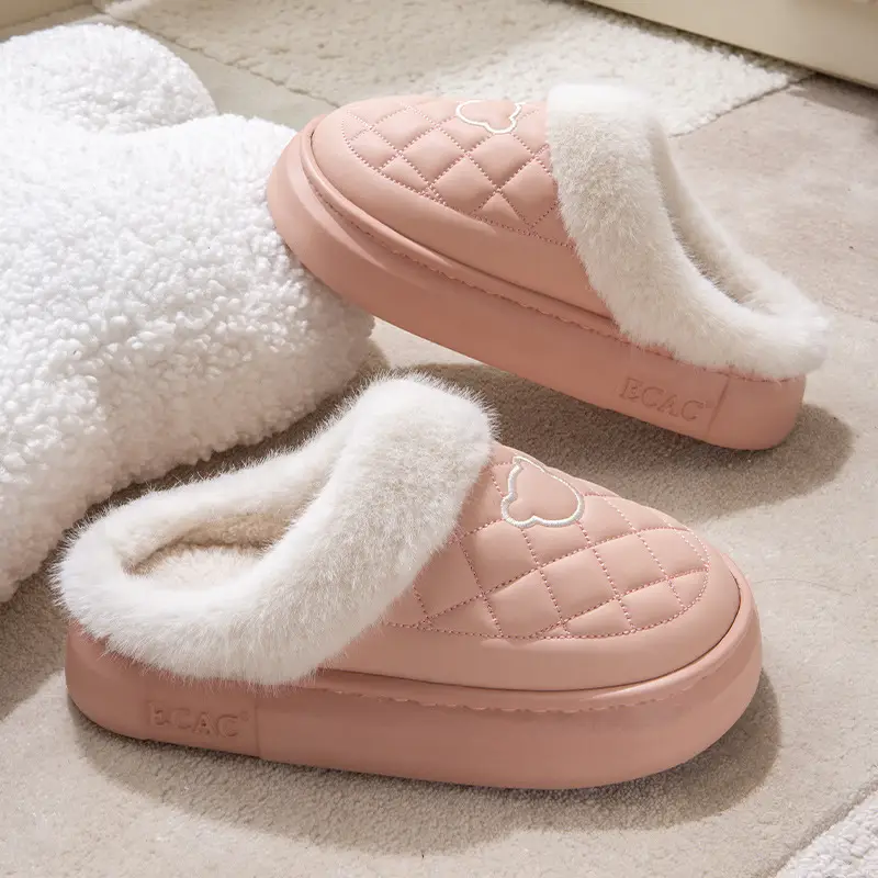 Women Warm Cotton Slippers Winter Indoor Non-Slip