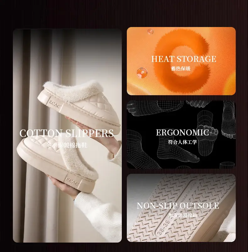 Women Warm Cotton Slippers Winter Indoor Non-Slip — feature 6