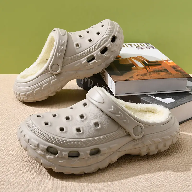 Croc Shoes with Fleece Lining, Couple Style, Winter Fashion, Casual, Warm, Multi-Color Cotton Slippers, Two-Way Wear, Closed-Toe Shoes, Wholesale - Image 5