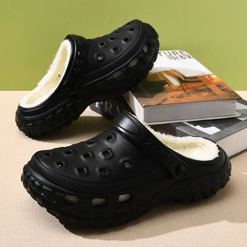 Croc Shoes with Fleece Lining, Couple Style, Winter Fashion, Casual, Warm, Multi-Color Cotton Slippers, Two-Way Wear, Closed-Toe Shoes, Wholesale - Image 6