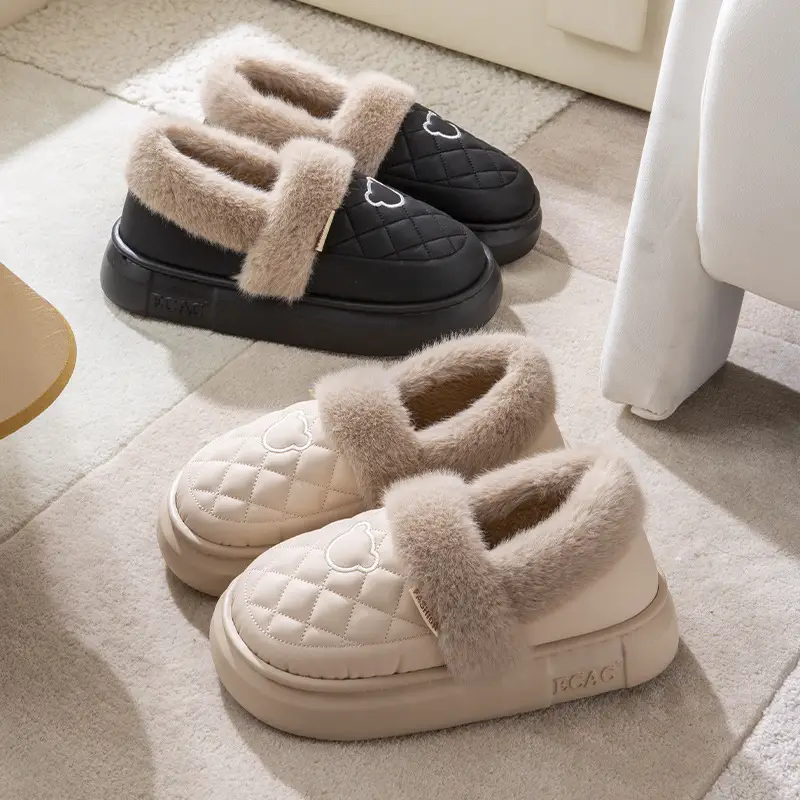 Waterproof Bag with Cotton Slippers Women's Winter Warm Outer Wear Couple's Home Warm Shoes for Men's Autumn - Image 13