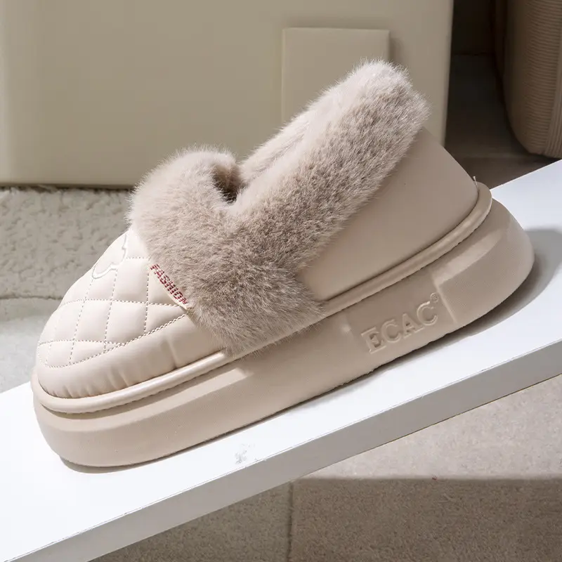 Waterproof Bag with Cotton Slippers Women's Winter Warm Outer Wear Couple's Home Warm Shoes for Men's Autumn - Image 14