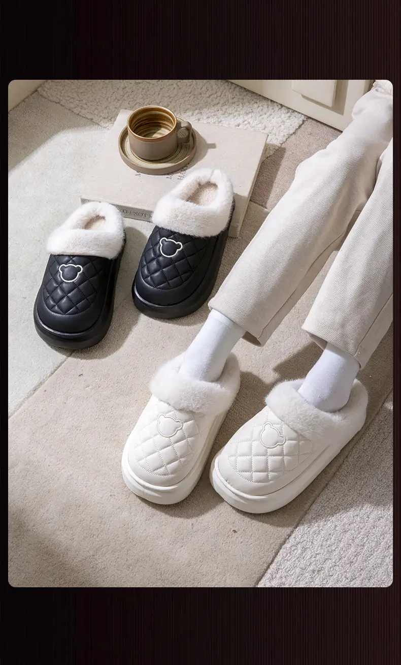 Waterproof Bag with Cotton Slippers Women's Winter Warm Outer Wear Couple's Home Warm Shoes for Men's Autumn — feature 17