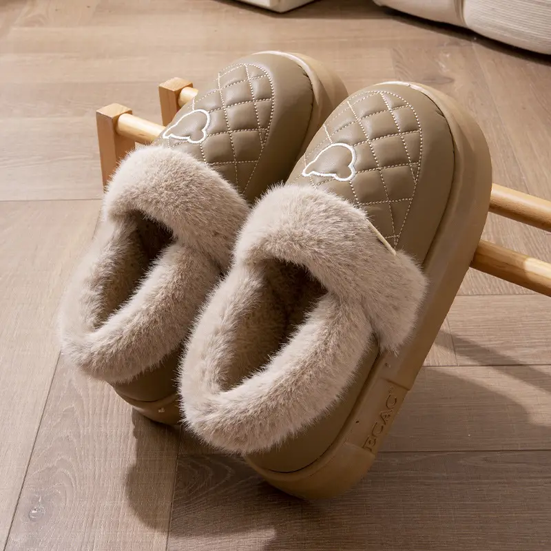 Waterproof Bag with Cotton Slippers Women's Winter Warm Outer Wear Couple's Home Warm Shoes for Men's Autumn - Image 5