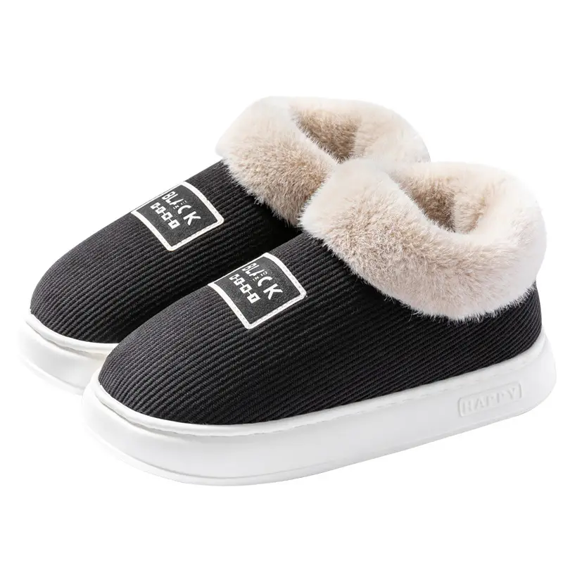 High-top cotton shoes men's winter warm outdoor cotton slippers non-slip thick bottom shit feeling indoor home bag with cotton slippers - Image 17