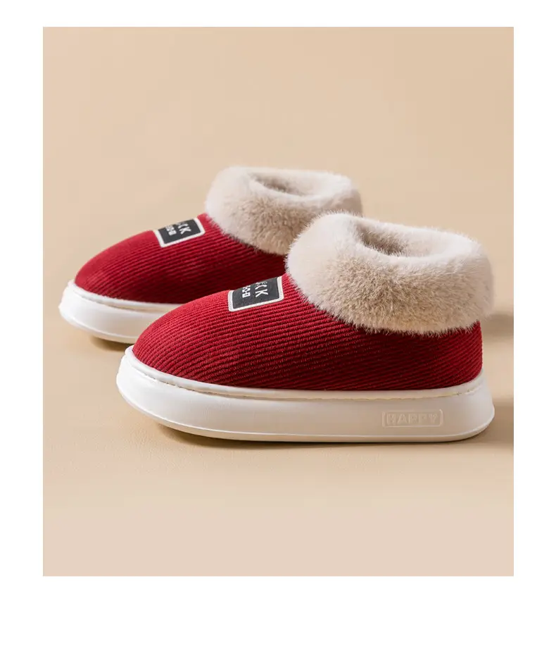 High-top cotton shoes men's winter warm outdoor cotton slippers non-slip thick bottom shit feeling indoor home bag with cotton slippers — feature 13