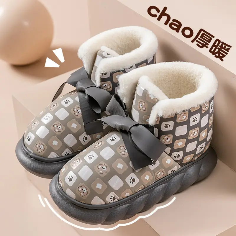 High-top cotton shoes men's winter warm outdoor cotton slippers non-slip thick bottom shit feeling indoor home bag with cotton slippers - Image 11