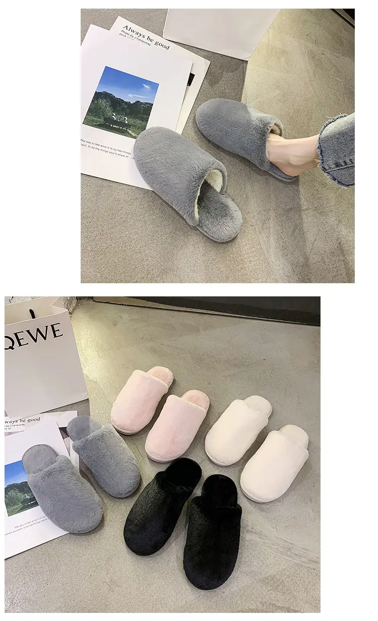 Cotton Slippers Women's Autumn and Winter Outfit Indoor Home and Household Plush Warm-keeping Baotou Non-slip Moon Flat Wool Slippers — feature 13