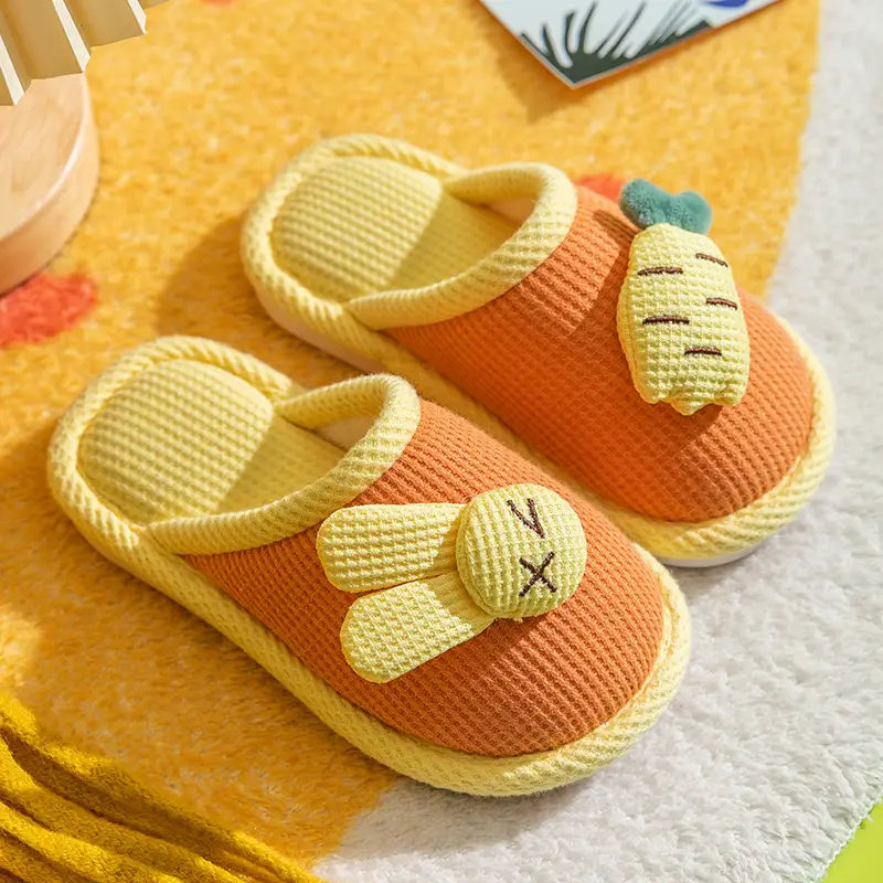 Children's Cotton Slippers Girls Cute Indoor Non-slip Girls Princess Autumn and Winter Boys Rabbit Home Baby Slippers