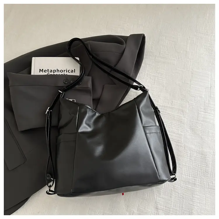 Women's Black Embroidered Shoulder Bag with Red Bow — feature 11