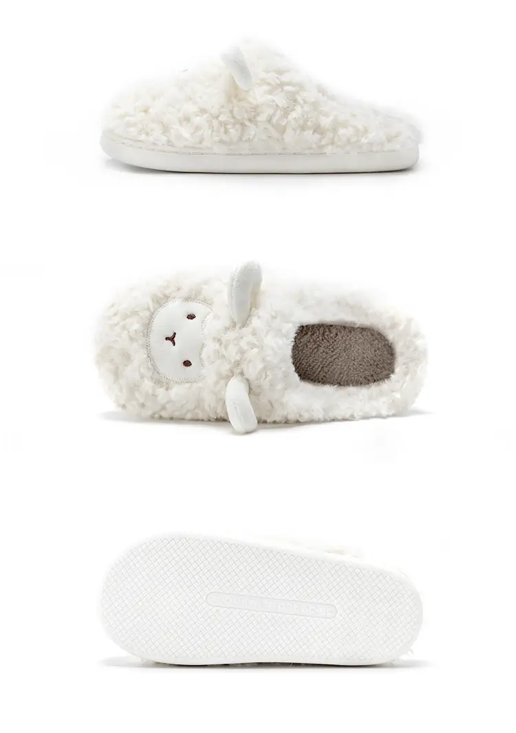 Cute Sheep Embroidered Cotton Slippers Women Winter — feature 22
