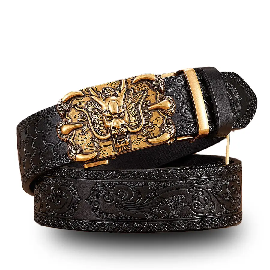 Retro Dragon King Belt for Men Cowhide with Automatic Buckle — feature 1