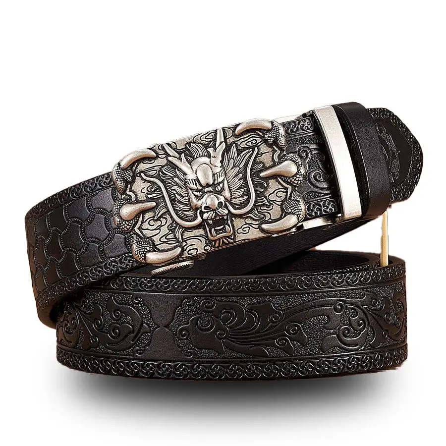 Retro Dragon King Belt for Men Cowhide with Automatic Buckle - Image 3