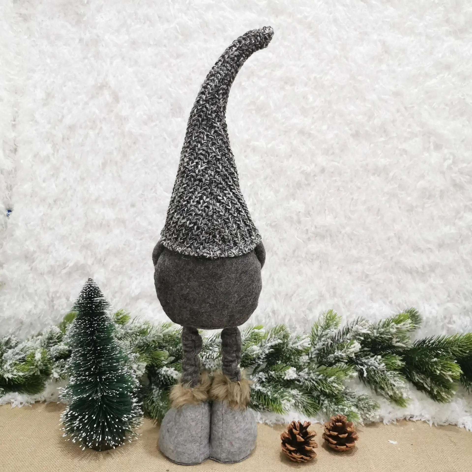 Valentine's Gnome Huts Red Grey Knitted Faceless Doll — feature 4