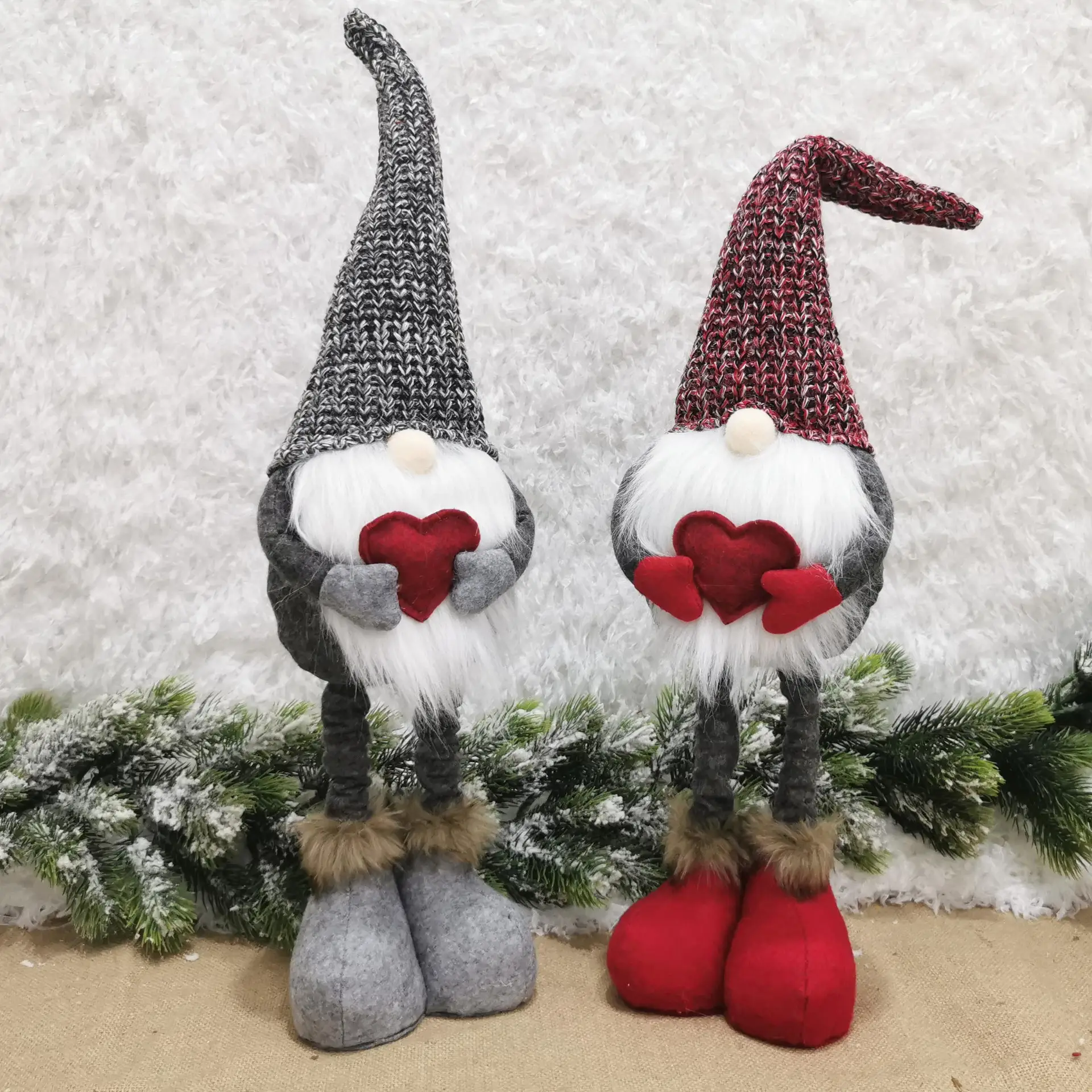 Valentine's Gnome Huts Red Grey Knitted Faceless Doll — feature 8