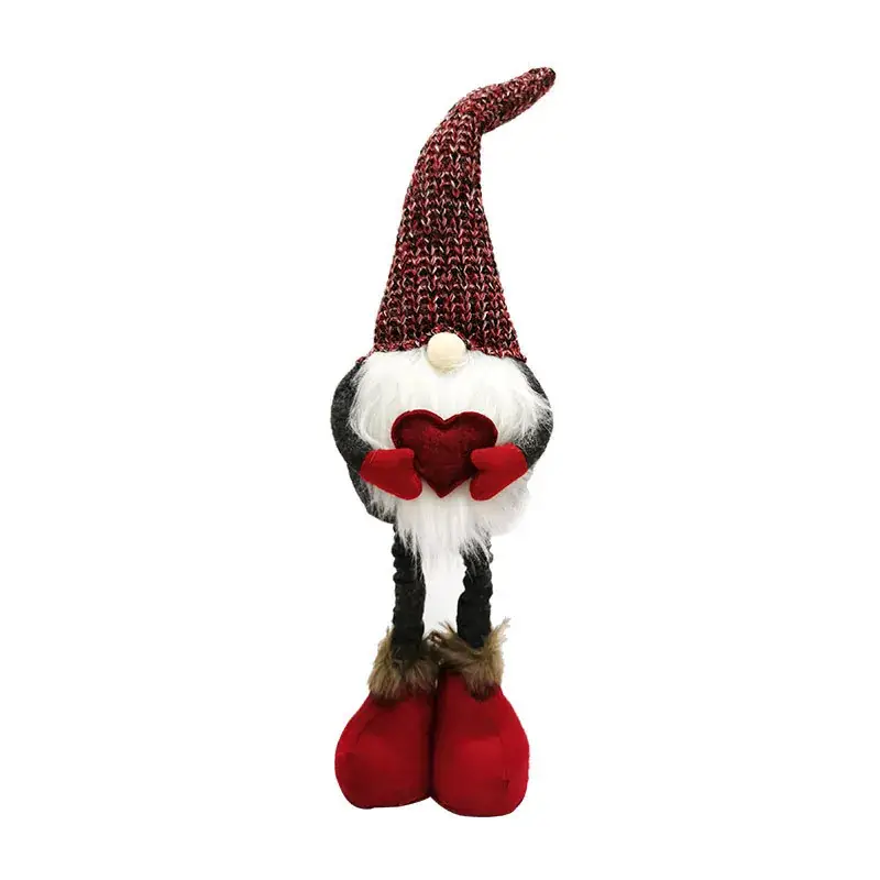 Valentine's Gnome Huts Red Grey Knitted Faceless Doll