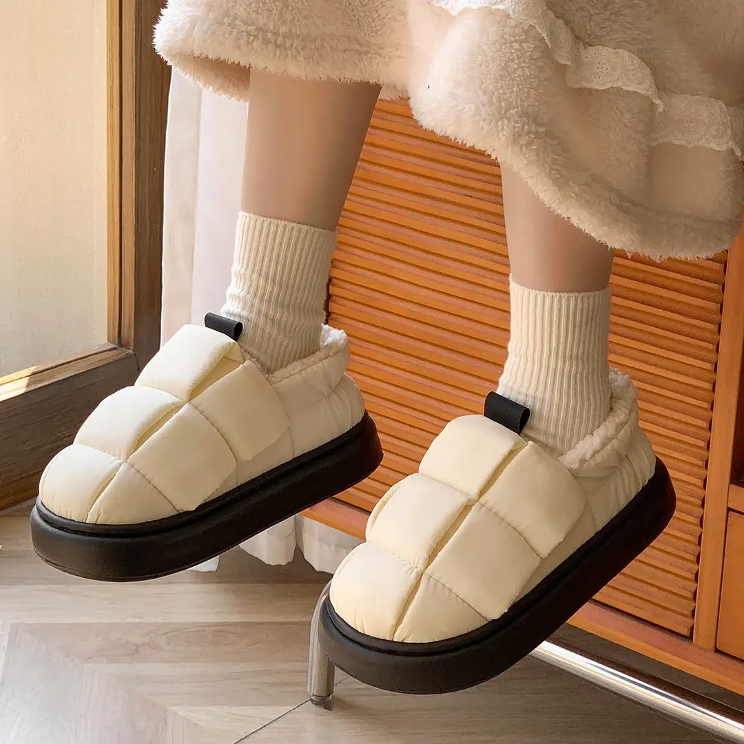 Waterproof Cotton Slippers for Women 2026 New Model with Heel Cover for Autumn and Winter Indoor Home Non-Slip Warm Maternity Cotton Shoes for Outdoor Wear - Image 3